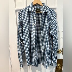 Gingham Blue and White Men's Casual Shirt